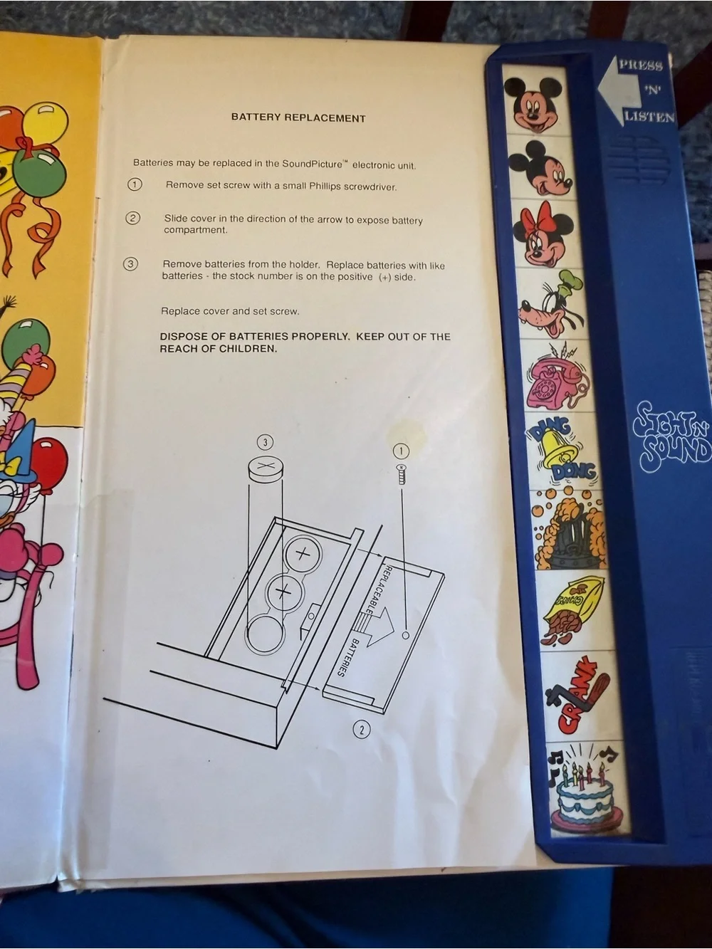 Vintage Children’s Hardcover Disney Mickey Birthday Sound Storybook